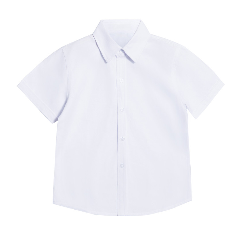 国庆节儿童白衬衫男童长袖运动会小学生校服女童白色棉衬衣表演服