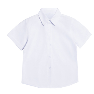 六一儿童白衬衫男童短袖毕业运动会小学生校服女童白色衬衣表演出