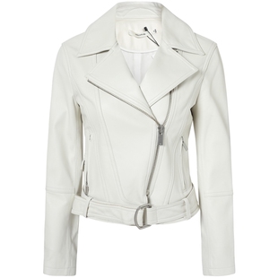 【职场干练系列】玛丝菲尔皮衣春季新款翻领修身夹克绵羊皮衣外套