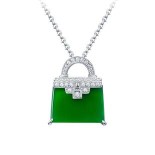 爱丽琦纯银天然玉髓潮流凯丽阳绿色钱包吊坠轻奢女时尚珠宝项链K1