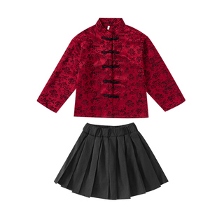 儿童演出服国风街舞男童女童唱歌古筝表演服装恭喜发财喜庆汉服潮