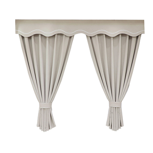 奶油风雪尼尔全遮光窗帘帘头魔术贴飘窗短帘落地窗帘客厅帘幔定制