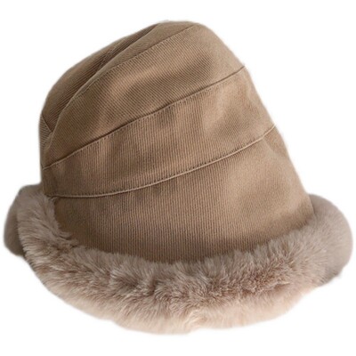 女日系百搭羊羔毛渔夫帽宽檐帽子