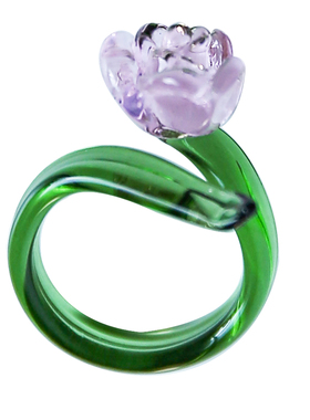 七隐 原创手工玻璃戒指指环 玫瑰戒圈 520礼物 纯手工玻璃戒指