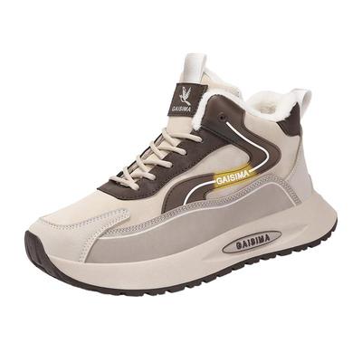 高帮男鞋冬季加绒加厚保暖大码高帮棉鞋青少年厚底休闲运动雪地靴