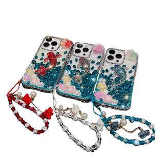 Koi Fish Diamond Phone Case For For iPhone 17 16Pro 17Pro 17Air Air Plus Pro Max Bracelet Back Cover