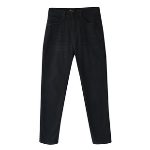 N0506C韩版炭黑色弹力显瘦撞色高腰加绒锥子牛仔长裤女冬米兰宣言