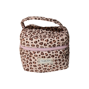 thefifthmoon自制小可爱俏皮豹纹绗缝收纳包化妆包手提包