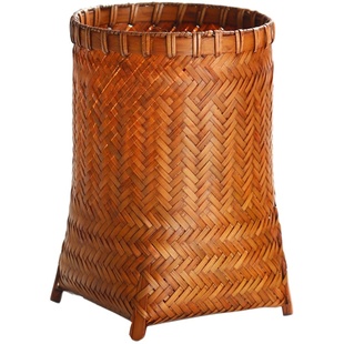 手工竹编六君子茶筒 复古大漆收纳桶笔筒 茶则茶针茶夹茶道零配件