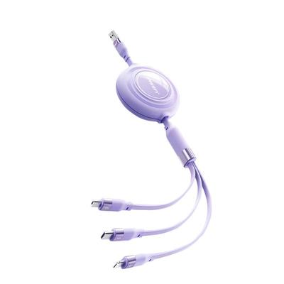 品胜数据线三合一充电线一拖三27W快充三头适用苹果华为安卓Typec手机车载充电线伸缩手机多功能通用线3A