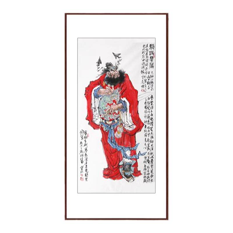 时育林手绘人物钟馗关公财神爷寿星画像原稿真迹玄关中堂装饰挂画