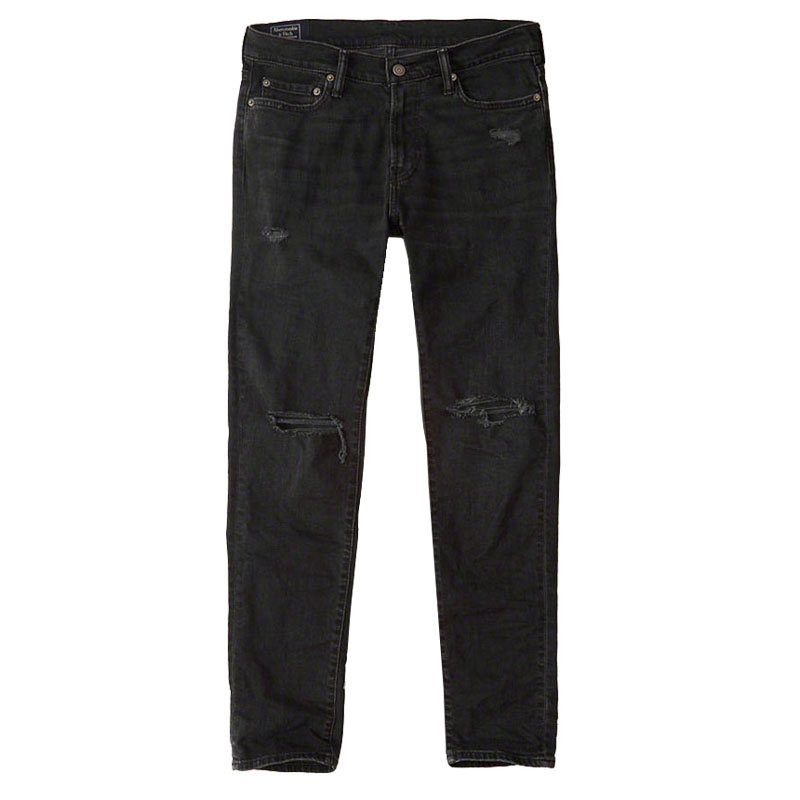 美国代购 Abercrombie＆Fitch 撕裂款破洞紧身牛仔裤 男157409 AF