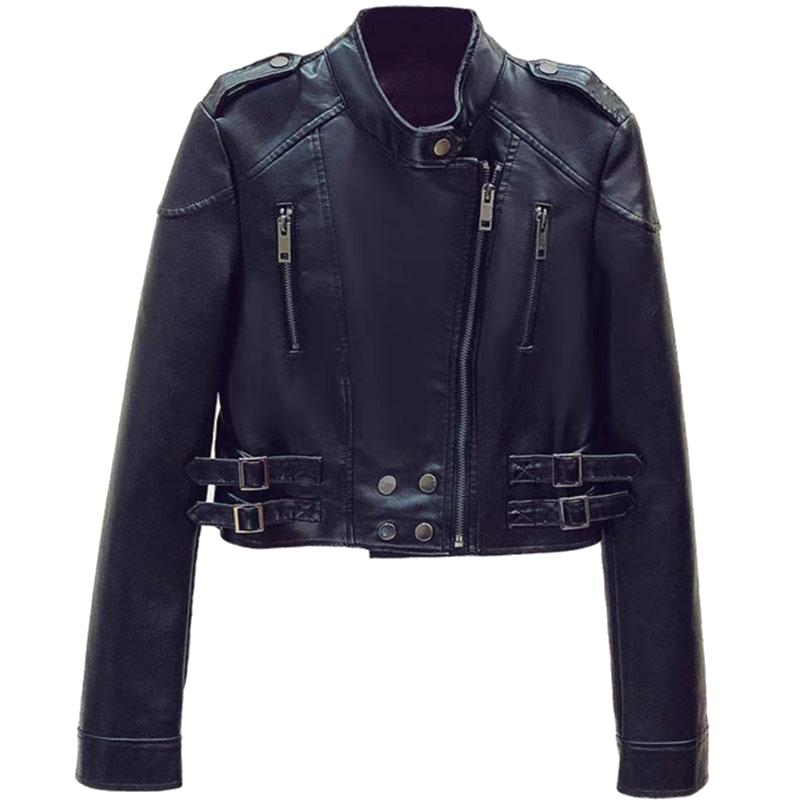 2025春秋新款皮夹克女超短款pu皮机车服小个子修身上衣黑色短外套