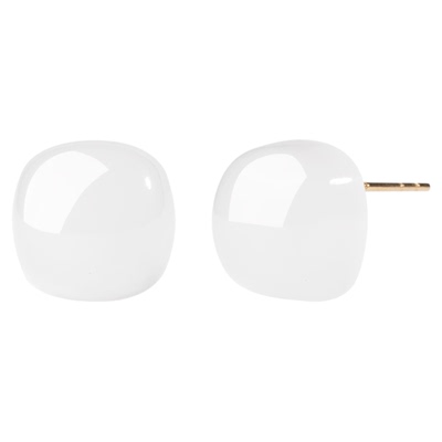 18k金耳针高冰白玉耳钉耳饰送礼