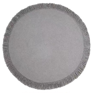 手工羊毛地毯日式纯色极简客厅卧室茶几北欧书房编织圆形流苏地垫