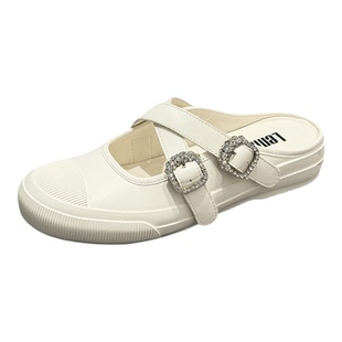 通勤出街两穿水钻一字带玛丽珍半拖女2026春夏季百搭甜酷风懒人鞋