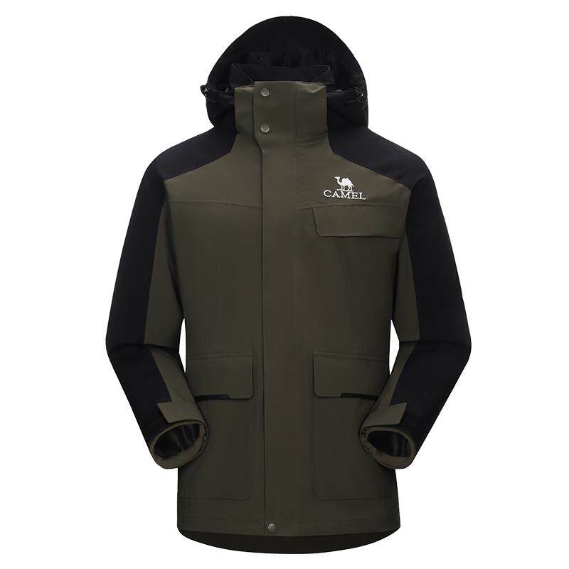 【骆驼风暴】男装情侣款暴雨级防水三合一可拆卸冲锋衣夹克外套男