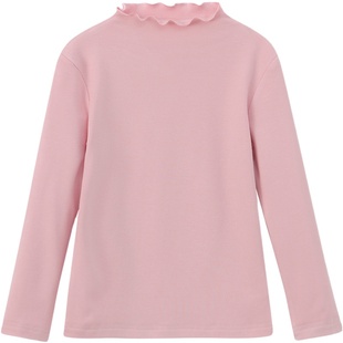 女童打底衫秋装2025新款洋气儿童花边半高领内搭上衣女孩纯色T恤