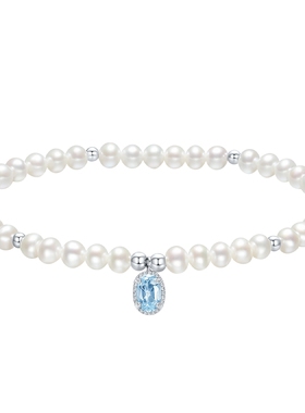 六桂福珠宝银饰月亮海项链