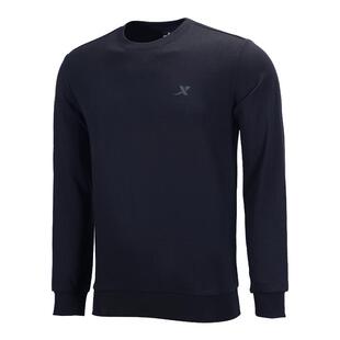 特步卫衣男秋冬2026新款无帽圆领运动套头衫纯色加绒灰色长袖上衣