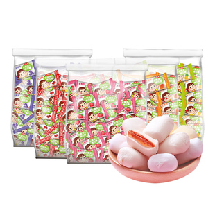 不二家官方旗舰店婚庆喜糖水果草莓味夹心棉花糖1kg散装批发糖果