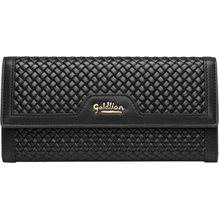 金利来2026新款真皮编织轻奢设计女士长款钱包大容量卡包零钱包潮