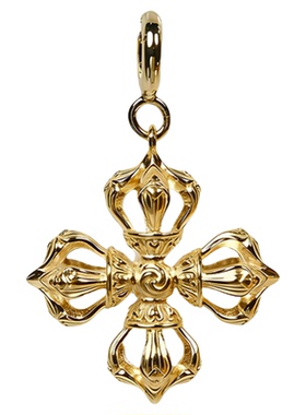 纯银金刚杵十字吊坠复古双面配饰