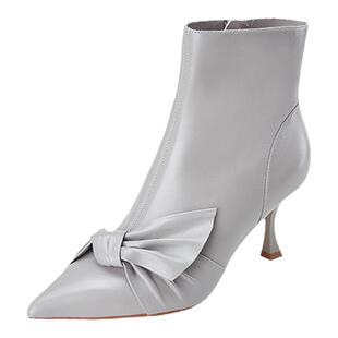 DFuse迪芙斯新款优雅蝴蝶结高跟踝靴女细跟短靴时装靴DF34116027