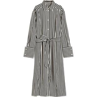 HM女士连衣裙春季潮流中长腰部系带衬衫式连衣裙1207692