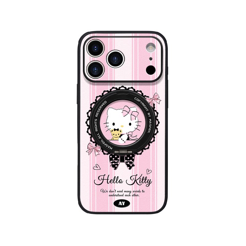 ANGYING × 花边猫咪适用iPhone17Promax手机壳新款ip15磁吸带支架苹果16Pro保护套支点14创意13pm全包Ho5