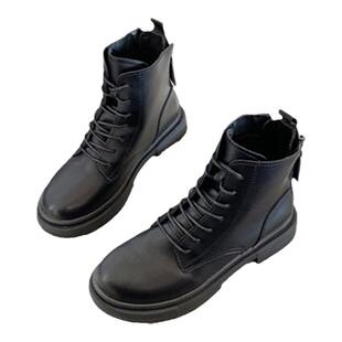 品牌皮带扣马丁靴女英伦风2025年秋冬新款加绒短靴瘦瘦靴单棉靴in