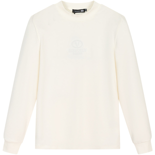 BM高端卫衣男2024新款潮牌字母压花暗纹男士内搭打底衫纯色秋冬季