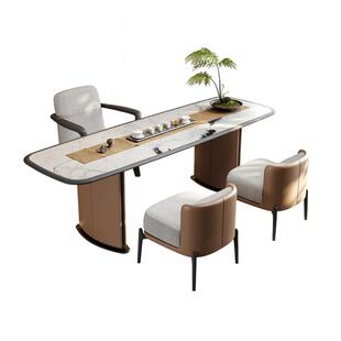 JIYM/集影兰亭白蜡实木茶桌简约天然奢石泡茶台家用办公高端茶桌