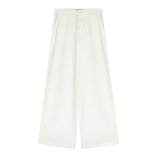 贰羊设计【木白】奶白色软糯糯垂感针织长裤女保暖加绒加厚休闲裤