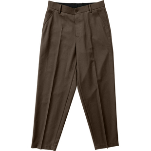 高级感咖色裤子男痞帅宽松西装裤设计感潮坠感阔腿裤直筒长裤古着