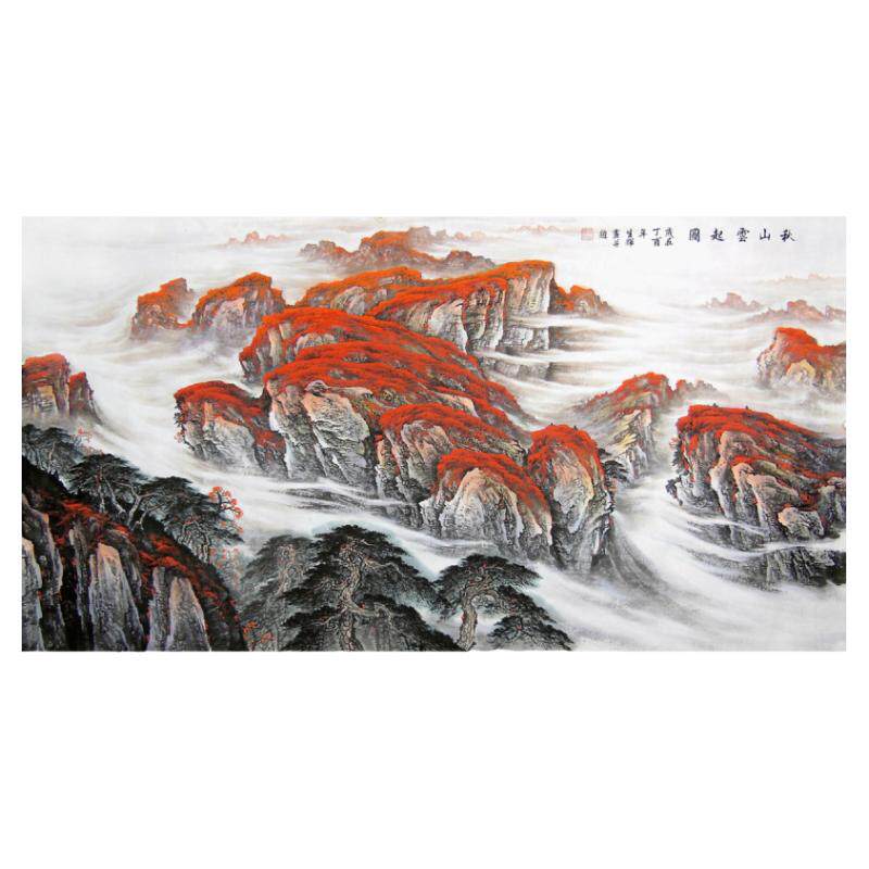 实物图国画山水画办公室客厅背景国画
