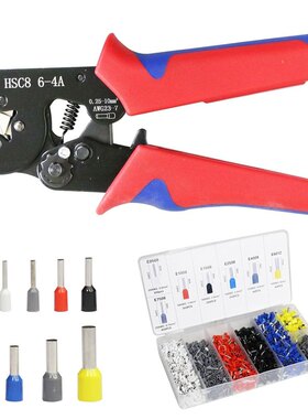 管形端子VE1900pcs+HSC86-4A管型压线钳连接器针形端子