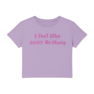 Edikted浅紫短款露脐T恤女 字母印花短袖 美式甜酷小众上衣