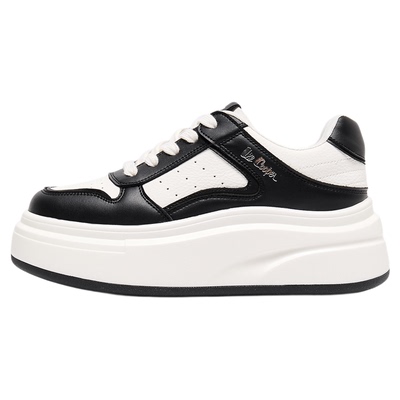 Lee Cooper黑白熊猫板鞋女新款设计感运动休闲鞋厚底增高小白鞋