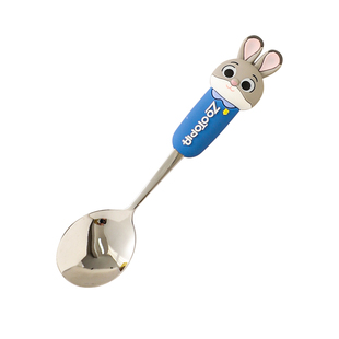 迪士尼正品疯狂动物城学生勺子叉子304不锈钢儿童餐具套装长调羹