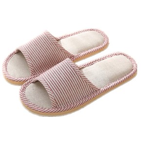 棉麻拖鞋泡沫底女冬季布鞋男地板平底室内居家情侣亚麻凉拖格子托