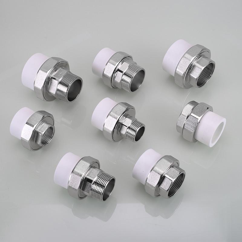 40PPR转外丝内丝活接1/2寸外丝内丝直通50/63/75热熔水管直接接头