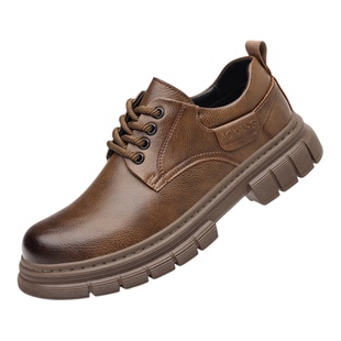 奥康冬季皮鞋男士真皮加绒保暖商务休闲低帮马丁靴厚底工装鞋潮流