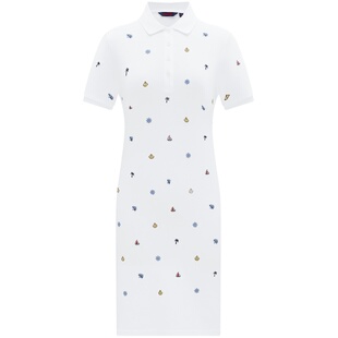 [纯棉]Navigare意大利小帆船白色设计感刺绣连衣裙休闲显瘦A字裙