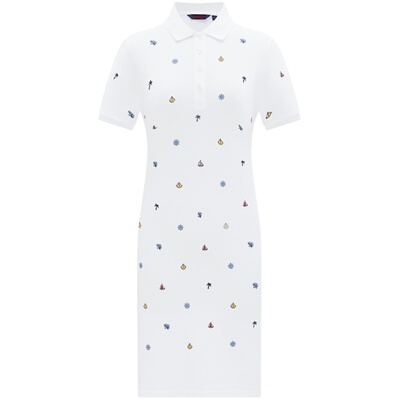 [纯棉]Navigare意大利小帆船白色设计感刺绣连衣裙休闲显瘦A字裙