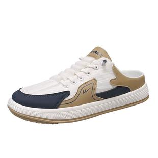 回力帆布男鞋2026新款夏季透气休闲一脚蹬懒人无后跟半拖百搭潮鞋