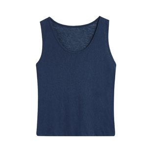 pusumede 松弛感~U领宽松背心女外穿吊带休闲无袖竹节棉微透上衣