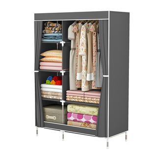 布衣柜家用卧室简易组装单人出租屋房用收纳衣橱钢管加粗加厚布套