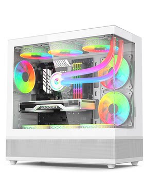 硕一 V930电脑机箱台式主机m-atx白色ATX全景侧透海景房360水冷