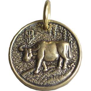 创意黄铜钥匙扣链纯铜手工十二生肖牌子本命年吊坠汽车书包包挂件